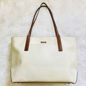 Tumi Tote Large White Brown Trim